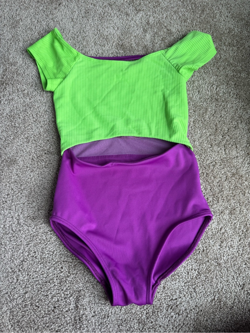 Girls Two-Tone Green and Purple One-Piece Bodysuit